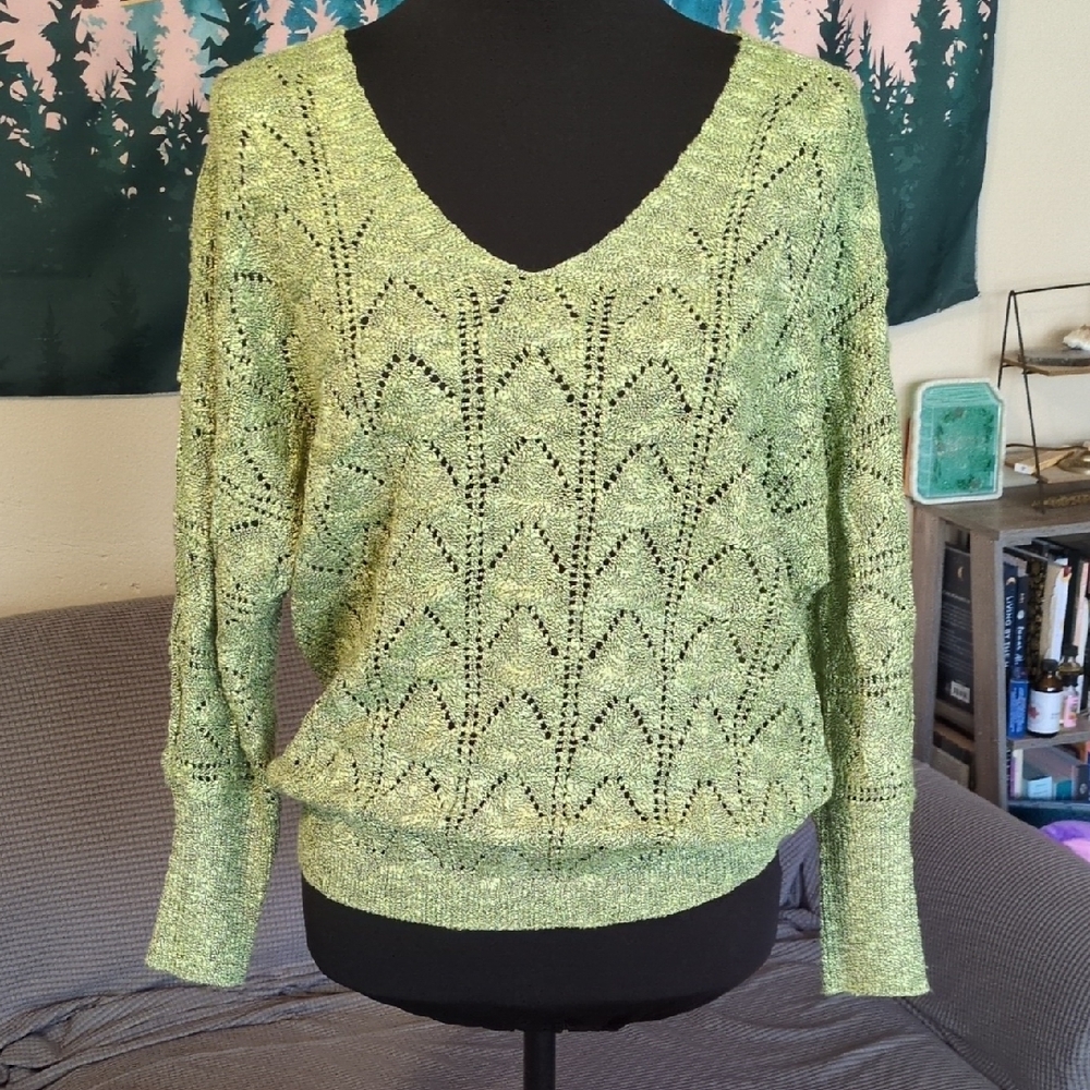 Sunday In Brooklyn Green Lightweight Pullover Sweater Sz Medium